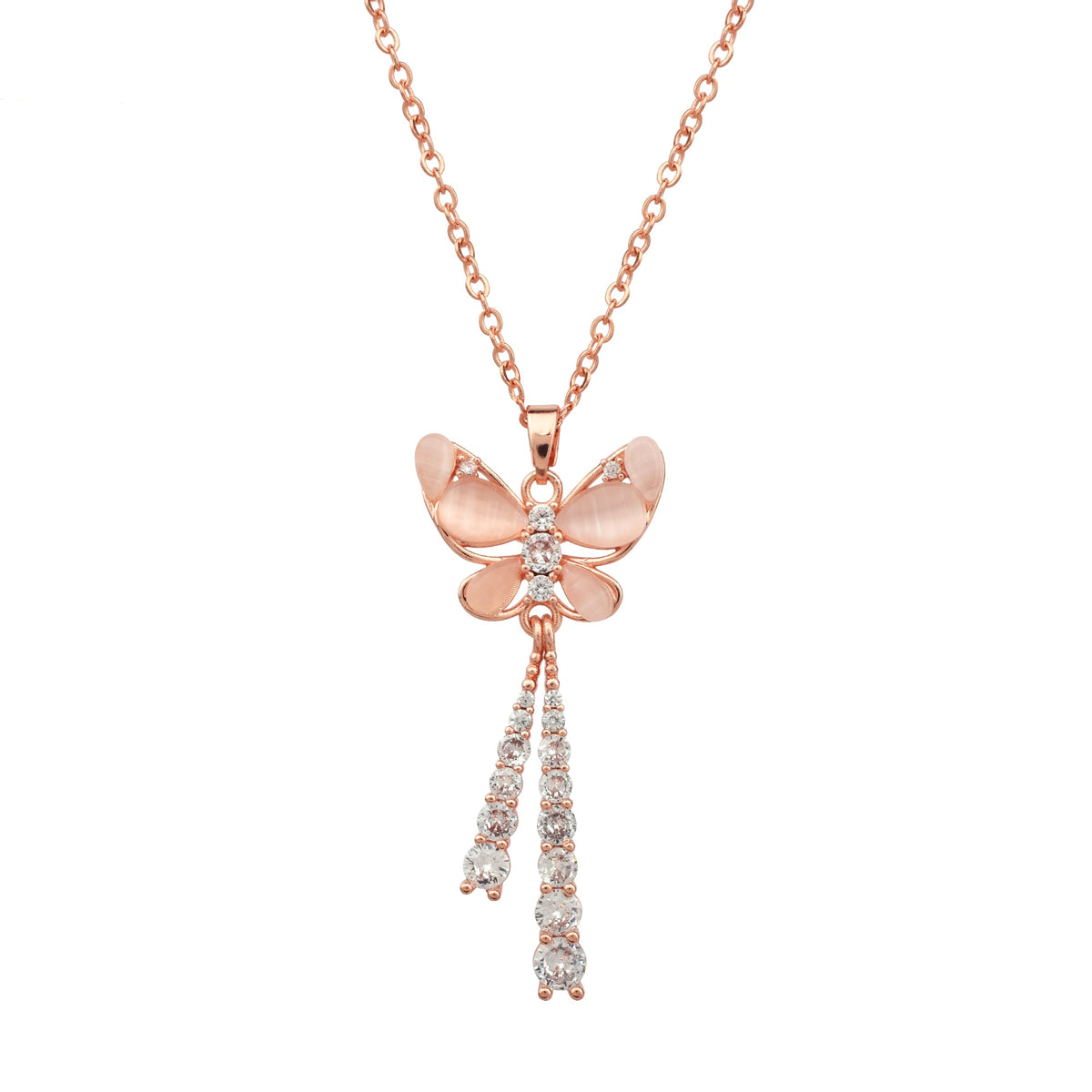 Rosy Butterfly Radiance Necklace