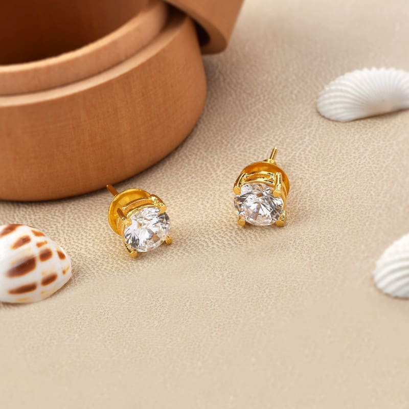 Zircon Essence Gold Plated Studs
