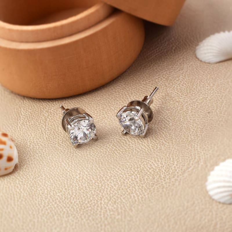 Zircon Essence Silver Plated Studs
