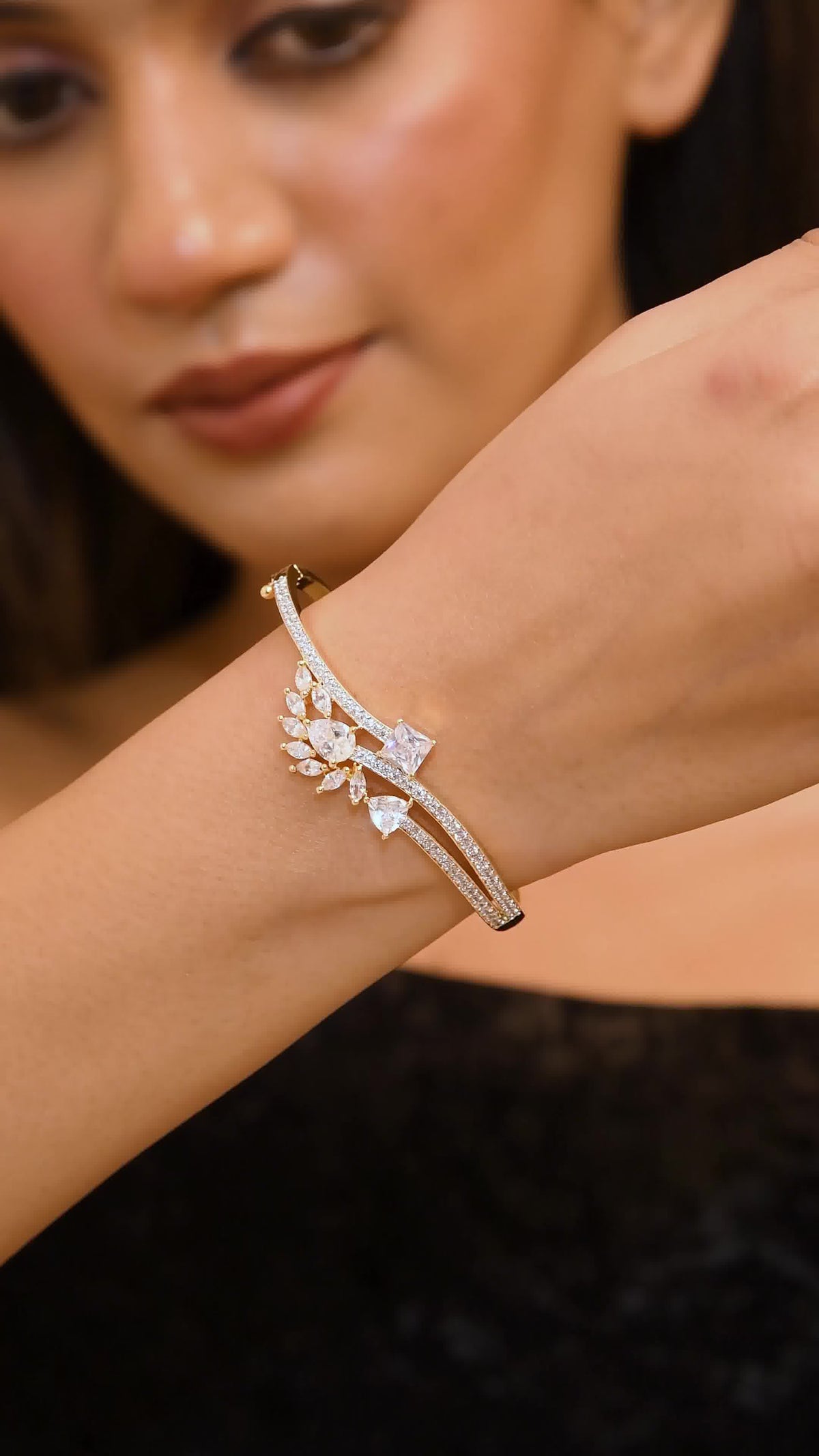 Gleaming Gold Gem Bracelet with Adjustable Lock System
