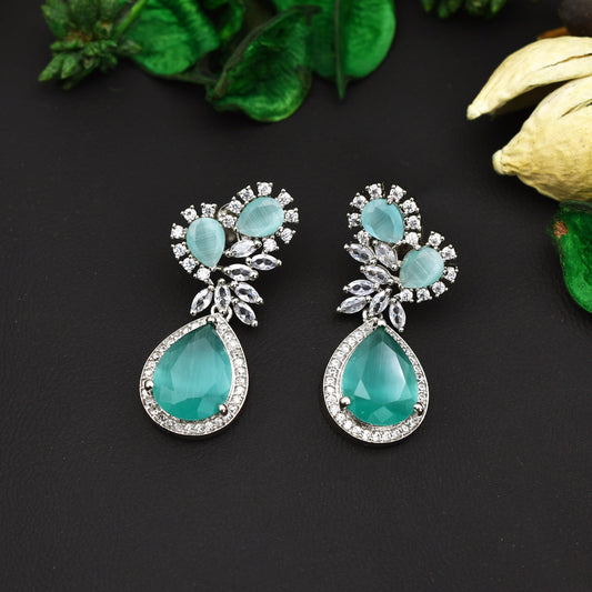 Minty Elegance Silver Plated Earrings