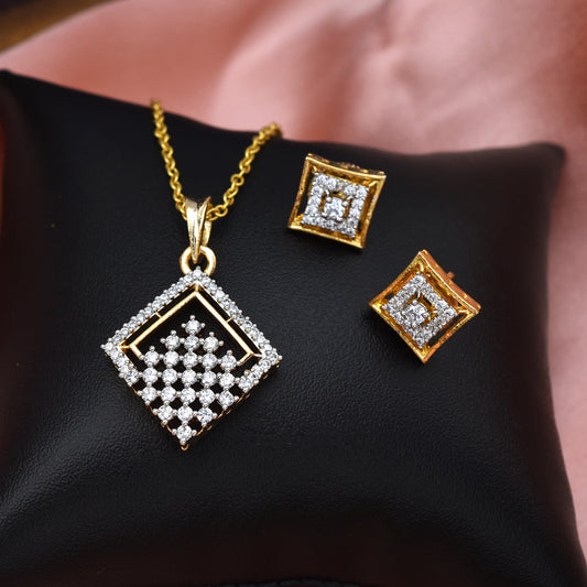 Zircon Twilight Elegant Pendant Set With Chain and Earrings