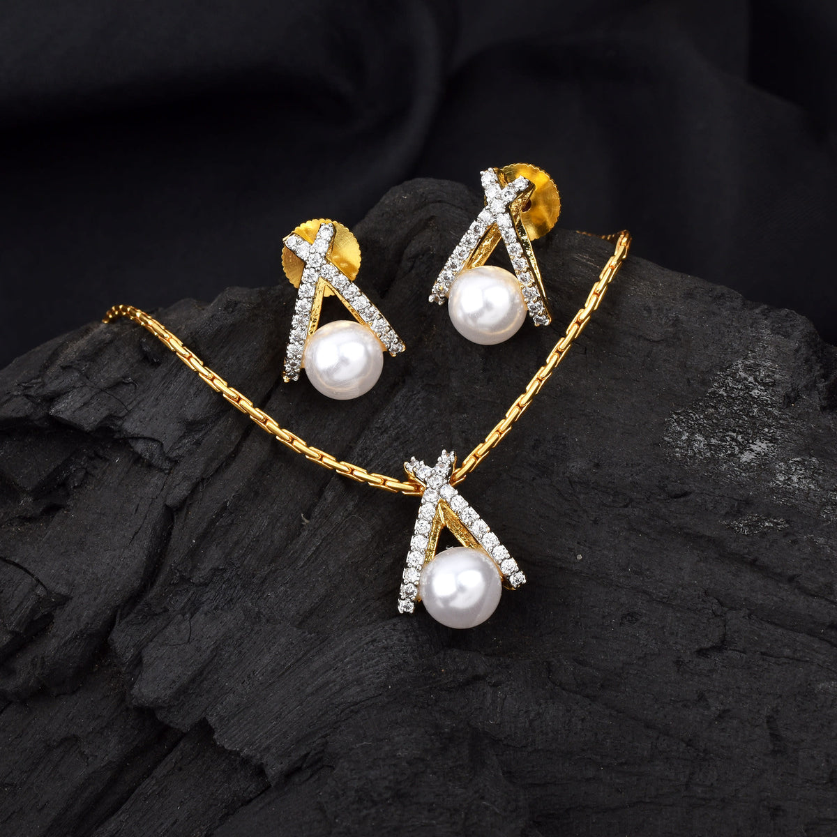 Celestial Charm Gold Plated Pendant Set with Chain