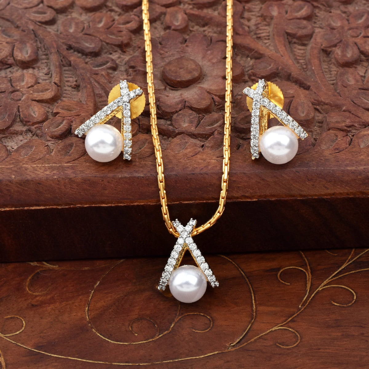 Celestial Charm Gold Plated Pendant Set with Chain
