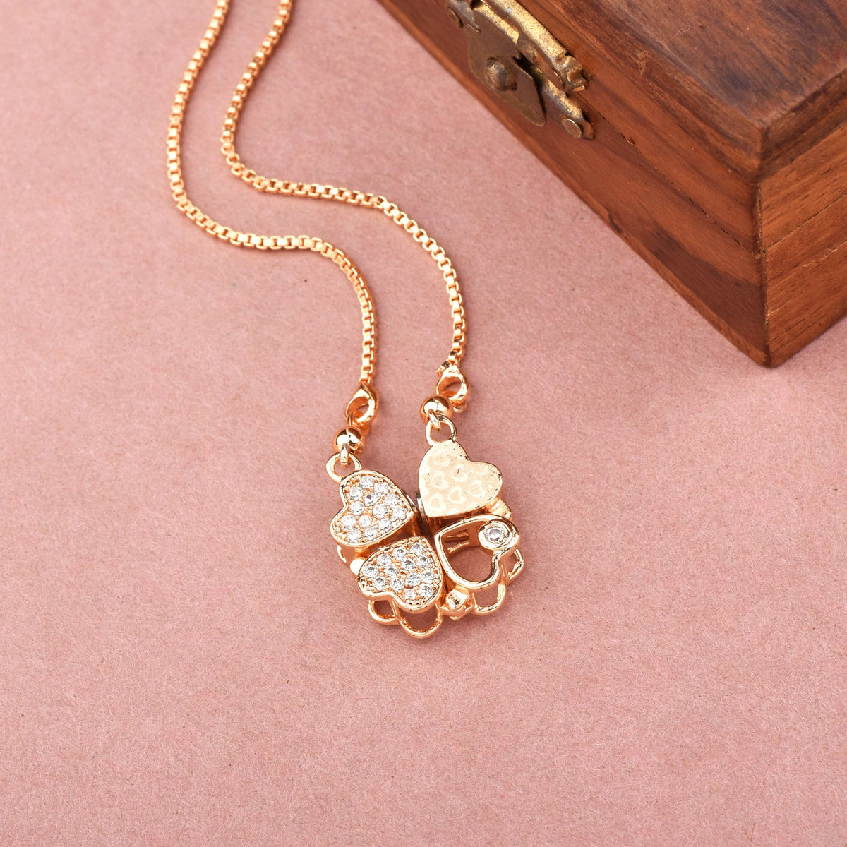 ELEGANT CONVERTIBLE ROSEGOLD PLATED NECKLACE