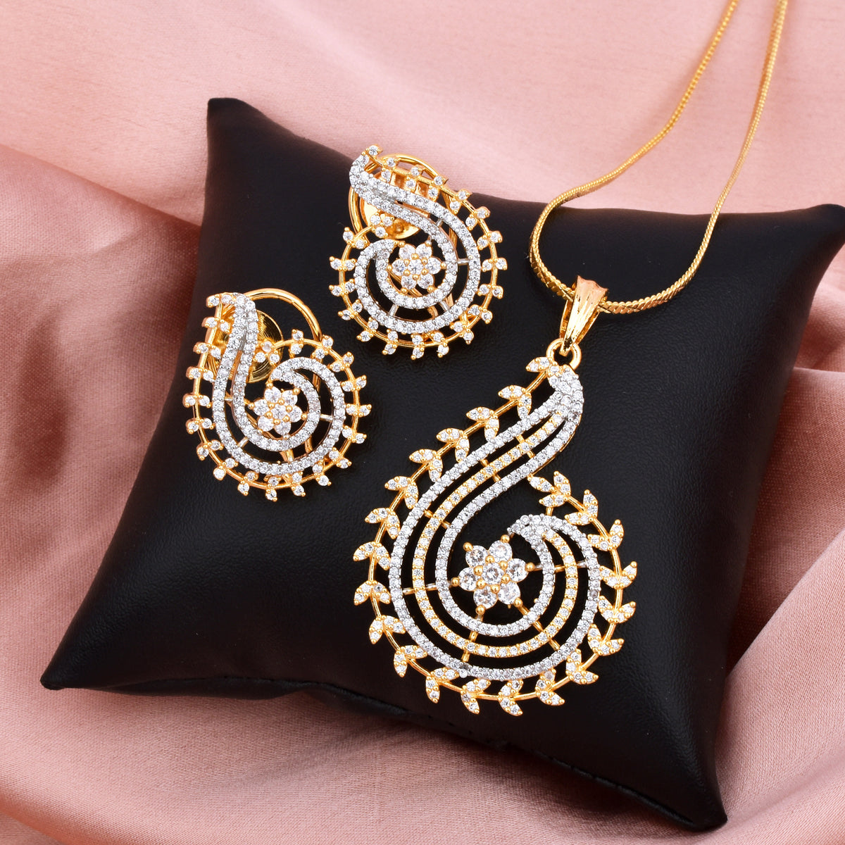 Luxora Diamond Pendant Set and Earrings