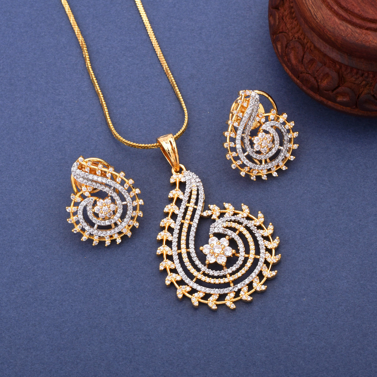 Luxora Diamond Pendant Set and Earrings