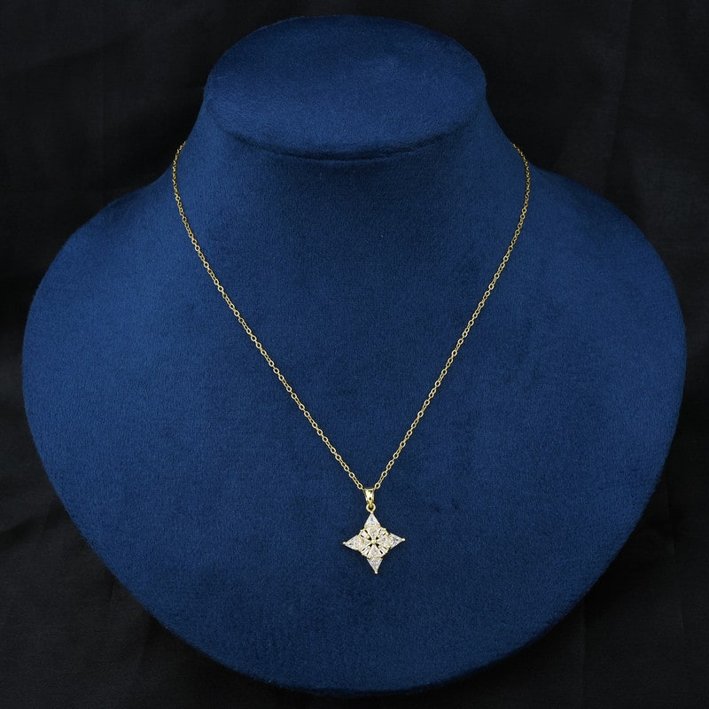 Anti-Tarnish GlowDrape Gold Plated Zircon Necklace