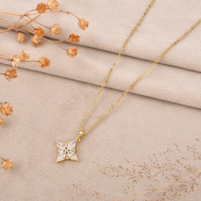 Anti-Tarnish GlowDrape Gold Plated Zircon Necklace