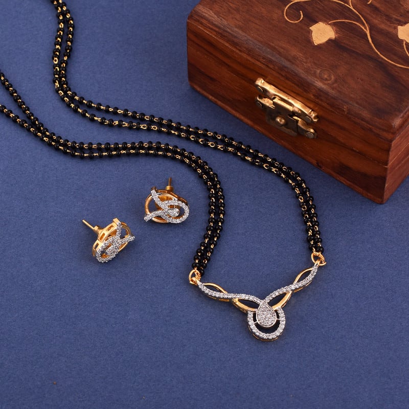 Golden Union Mangalsutra Set with Chain with Earrings