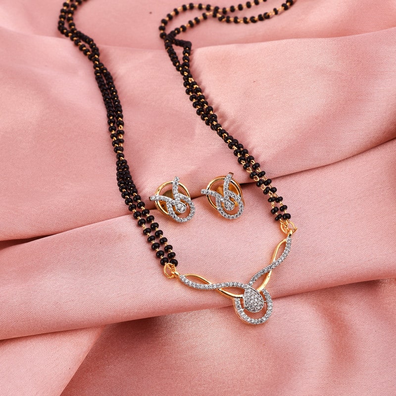 Golden Union Mangalsutra Set with Chain with Earrings