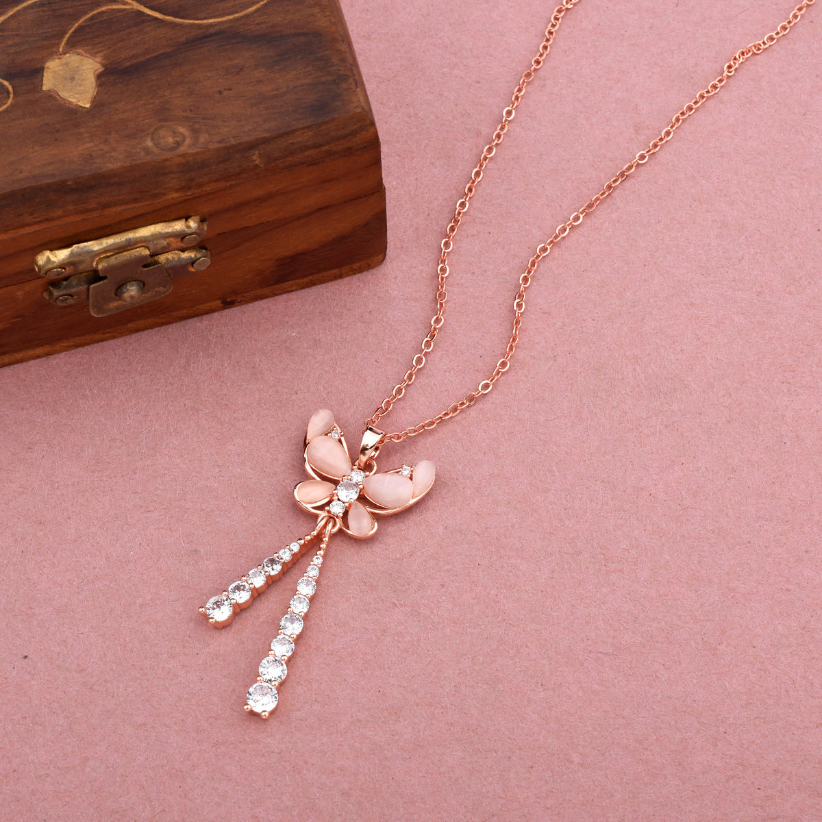 Rosy Butterfly Radiance Necklace