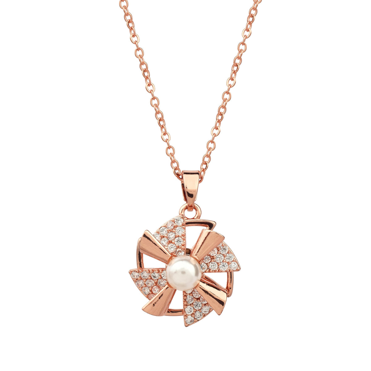 Rotating Rosy Glow Diamond Necklace