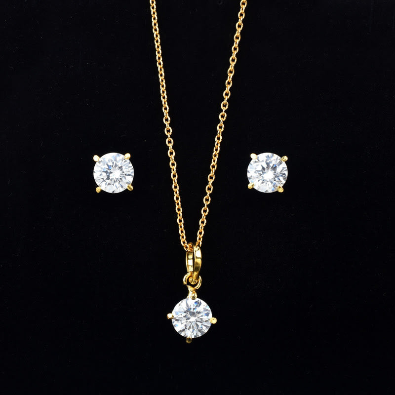 Timeless Zircon Gold Plated Pendant Set with Chain