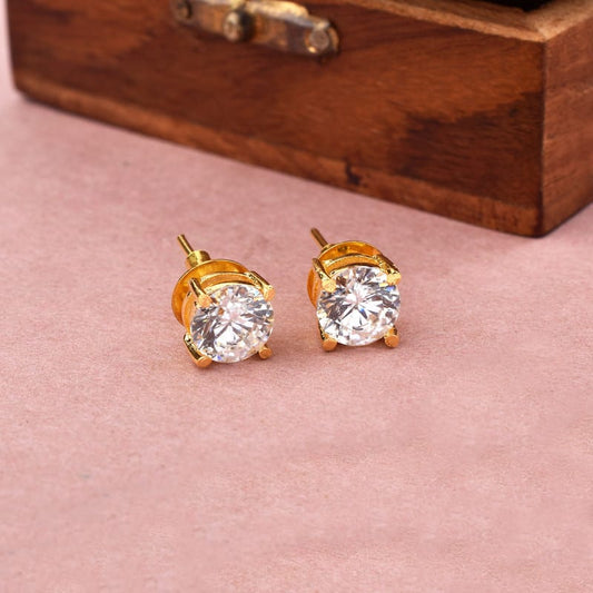 Zircon Essence Gold Plated Studs