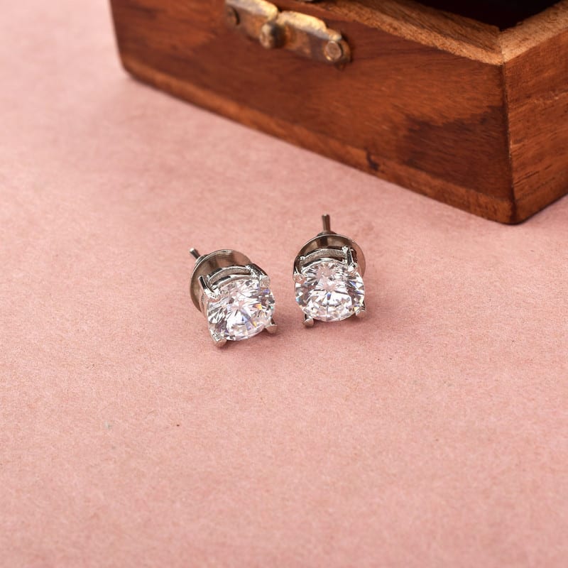 Zircon Essence Silver Plated Studs