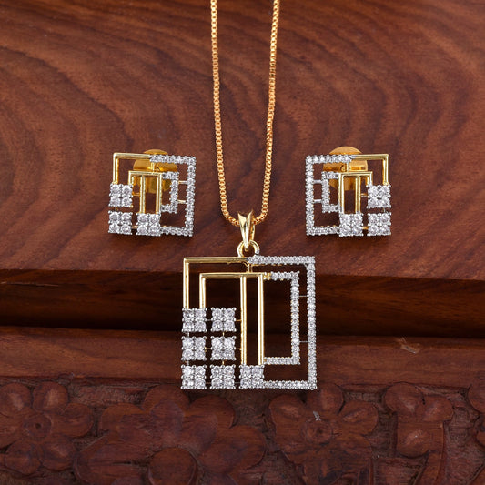 Starlit Grace Gold Diamond Pendant Set