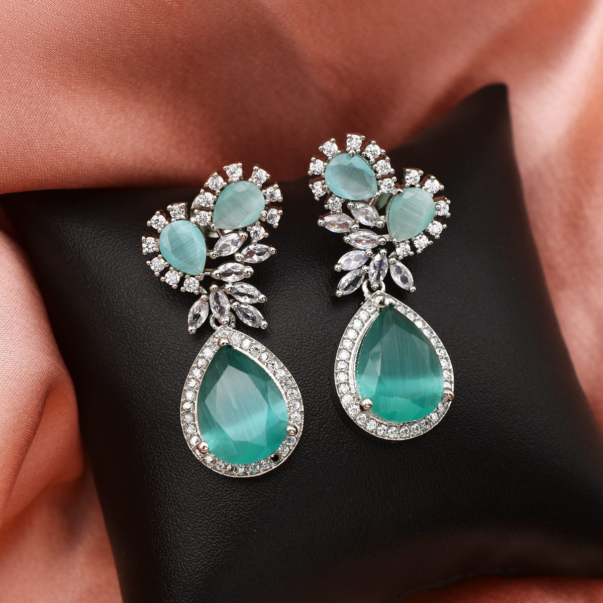 Minty Elegance Silver Plated Earrings