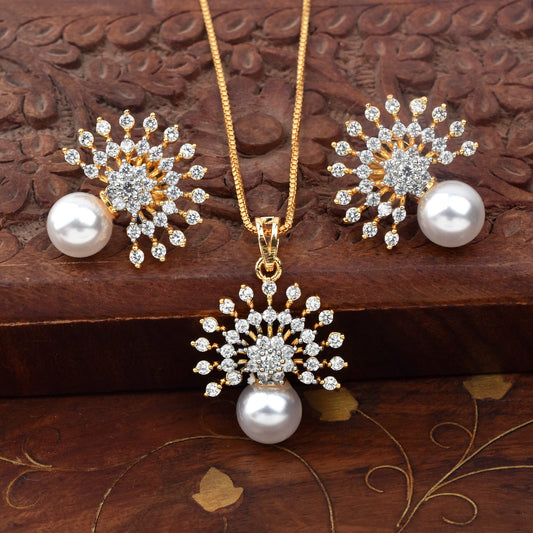 Eternal Pearl Pendant Set with Chain and Earrings