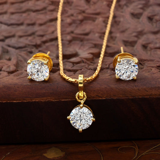 Timeless Zircon Gold Plated Pendant Set with Chain